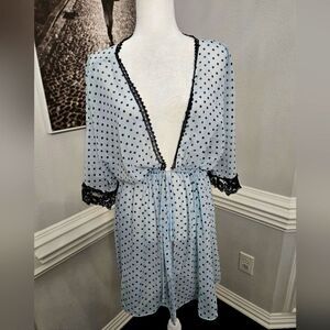 Sheer polka dot Robe 1x NWOT